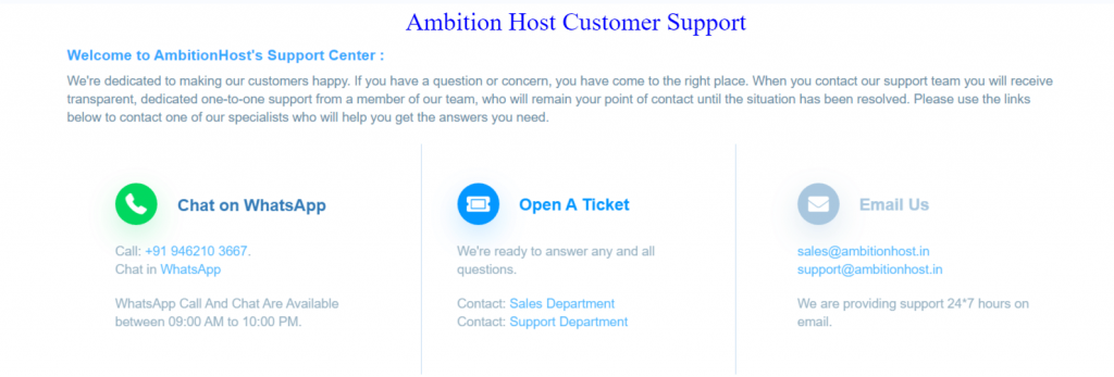 AmbitionHost Customer Support