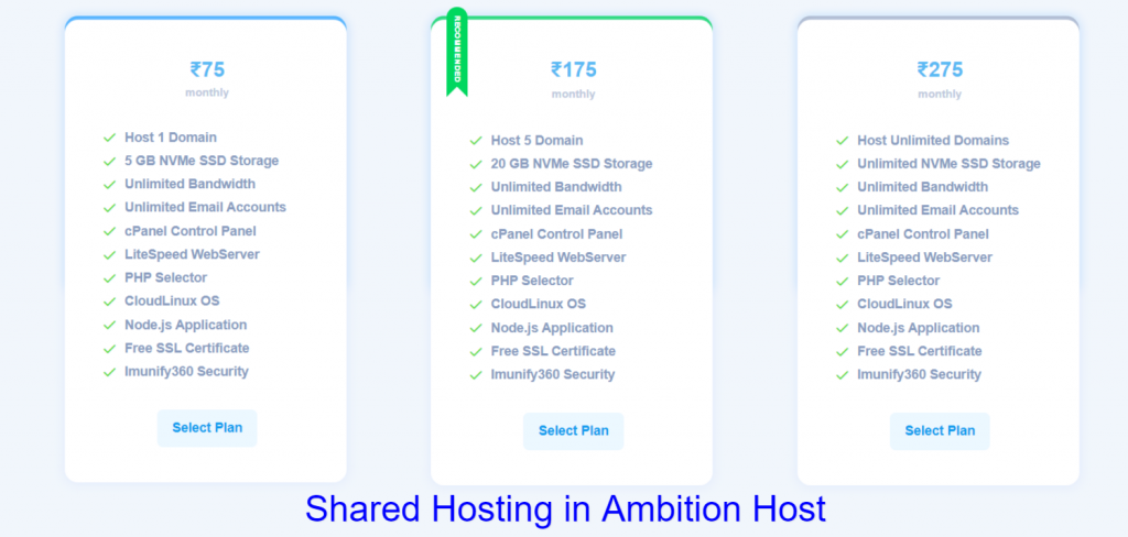 Shared Hosting in Ambition Host